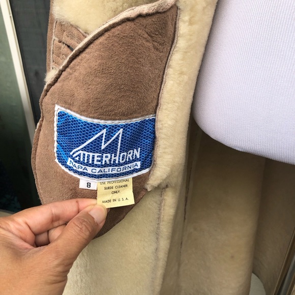 Vintage 60s 70s Matterhorn Napa California Suede Leather Tan Shearling Coat 8 - Picture 3 of 16